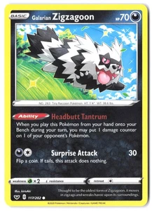 Galarian Zigzagoon 117/202 SWSH01: Set base spada e scudo LP - Foto 1 di 2