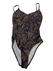 Cupshe One Piece Swimsuit Womens Medium Blue Copper Floral Cut Out Bathing Suit - Picture 1 of 3