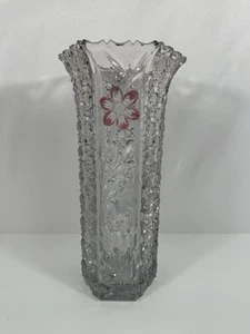 Vintage American Brilliant ABP Cut Crystal Glass Vase Hexagon Shape 12” Tall - Picture 1 of 10