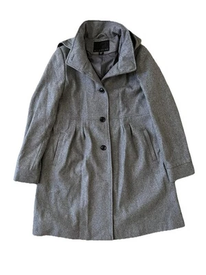 Chaquetón para mujer Attention gris mezcla lana talla grande clásico preppy capucha extraíble Foto 1 de 4