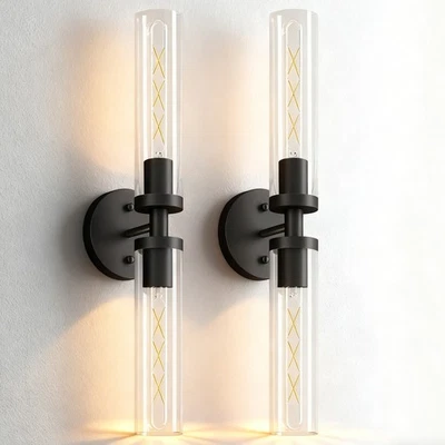 Modern LED Indoor Wall Light 2 Pack 22'' Black Bathroom Mirror Sconce Fixture UL - Image 1 of 4
