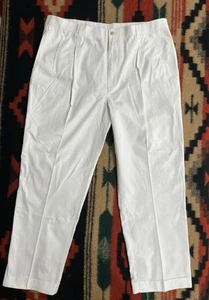 Vintage Polo Ralph Lauren Hammond Hose Herren 40x30 weiß Plissee Chino - Bild 1 von 9