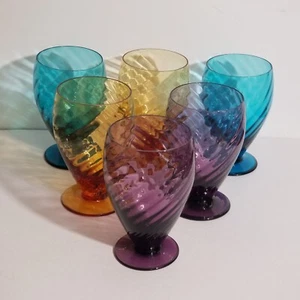 Set of 6 Rare Thomas Webb England Crystal Swirl Design Tumblers Mulit Color - Picture 1 of 7