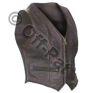 SEXY BLACK Womens Biker Vest  Real Lambs Leather  Most Sizes  - Picture 1 of 1