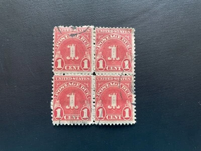 United States Block of 4; 1 cent Postage Due Stamps  - Image 1 of 2