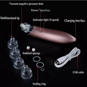 Rechargeable Acne Blackhead Remover Vacuum Suction Device Pore Cleaner Machine - Picture 1 of 5