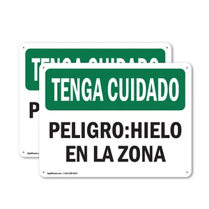 (2 Pack) Beware Of Ice Spanish OSHA Be Careful Sign Decal Metal Plastic - Picture 1 of 21