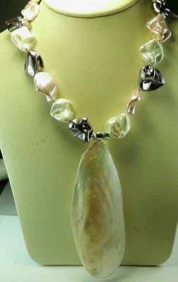 Заявление раковина жемчуг самородок ожерелье с огромный раковины свадьбы - Изображение 1 из 2