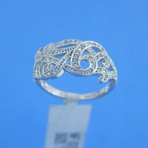 R325 Sterling Silver CZ Intertwined Wavy Band Ring Size 7 New Solid 925 - Picture 1 of 4