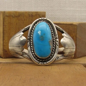 Southwest Sterling Silver and Large Turquoise Stone Cuff Bracelet + - Picture 1 of 4