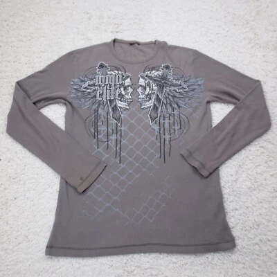 Camisa MMA Elite Para Hombres Gris Medio Térmica Gótica MMA Calavera Cruz Escritura Y2K Foto 1 de 4