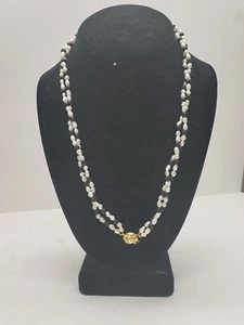 Freshwater Pearl And Black Onyx Beaded String Pearl Necklace Unique - Picture 1 of 4