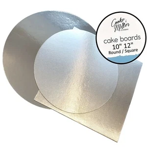 10 or 12 Inch Cake Boards Wedding Decoration 1.4Mm Silver Foil Round or Square - Picture 1 of 4