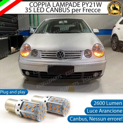 COPPIA LAMPADE FRECCE ANTERIORI LED VW POLO 9N PRE-RESTYLING PY21W CANBUS - Immagine 1 di 4