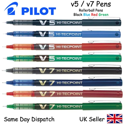 Pilot Hi-Tecpoint V5 / V7 - Liquid Ink Roller Ball Pen Black Blue Red 0.5 / 0.7 - Image 1 of 4