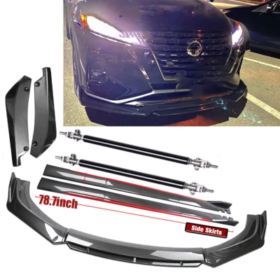 Front Rear Bumper Lip+78.7"Side Skirt Extension For Nissan Kicks 3PCS Body Kits Foto 1 de 4