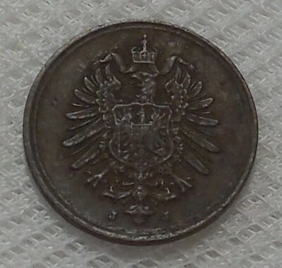 1887 J GERMANY 1 PFENNIG COPPER COIN LOW MINTAGE DATE - Image 1 of 2
