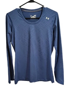 Under Armour Running Top Women's Size S Heat Gear Fitted Long Sleeve Navy Blue - Picture 1 of 15