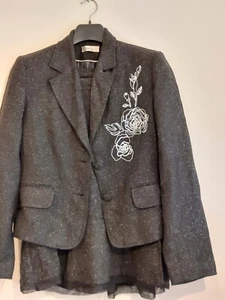George Collection Women's Charcoal Mix Skirt Suit Chest 16/14, Used Vgc - Picture 1 of 11