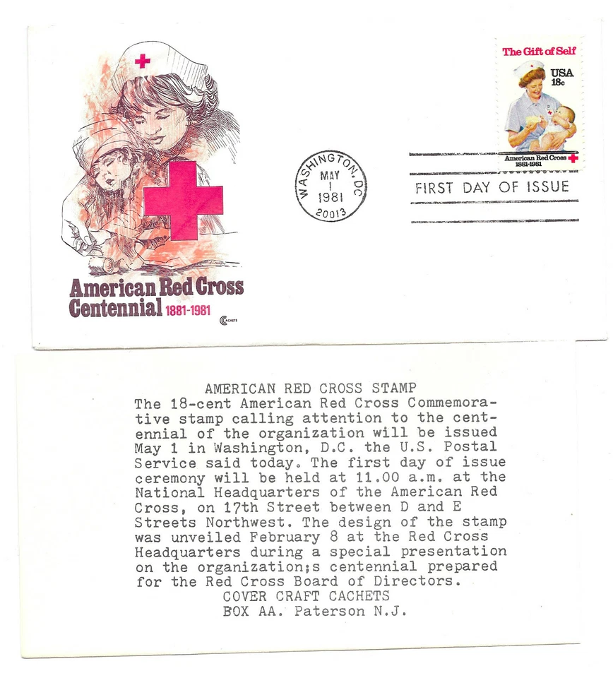 1910 Red Cross The Gift of Self, Cover Craft Cachets, CCC, FDC - Image 1 of 1