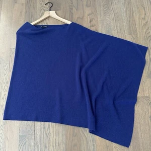Poncho Eileen Fisher Cape lana merino cashmere blu royal nuovo senza etichette taglia unica - Foto 1 di 9