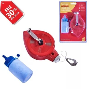 2pc Chalk and Line Set 100ft Kit High Visibility 30m String Line Reel Aluminium - Picture 1 of 2