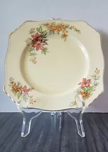Placa cuadrada floral victoriana vintage Royal Winton con borde dorado hecha en Inglaterra - Imagen 1 de 8