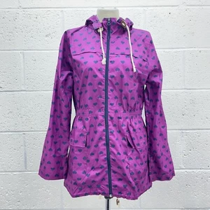 BRAVE SOUL PURPLE LOVEHEART RAINCOAT LIGHTWEIGHT HOOD VINTAGE COAT UK S 10 - Picture 1 of 6