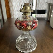 Antique Kerosene Oil Lamp Rib Base Clear Glass P&A Eagle Burner 11” Tall
