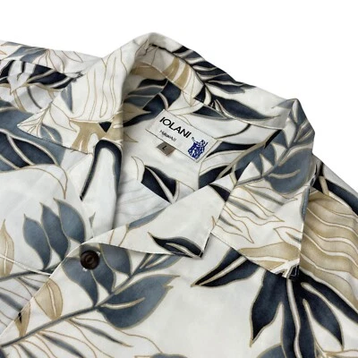 NUEVA Camisa Hawaiana Iolani Para Hombre 100% Tencel S/S Azul/Beige Floral • EE. UU. • Grande Foto 1 de 4