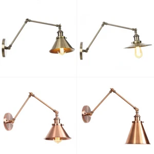 Retro Wall Lamp Adjustable Swing Arm Sconce Wall Mounted Light Fixture Bedside - Picture 1 of 29