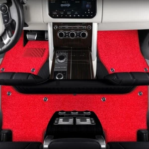 DOUBLE LAYER COWHIDE LEATHER FLOOR MAT MOTOPTES CAR ACCESSORIES 5 SEATS RED - Bild 1 von 18