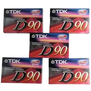 TDK High Output D90 Set Of 5 Blank Audio Cassette IECI Type 1 New - Picture 1 of 3