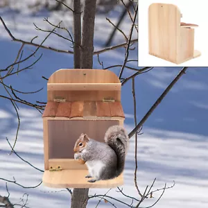 Outdoor Squirrel Feeder Hanging Squirrel Feeding Box Wood House for Yard Tree - Picture 1 of 12