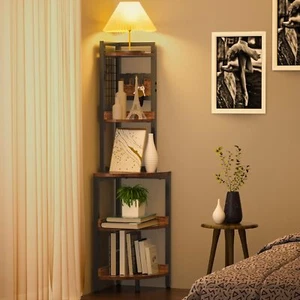 Eckregal Badregal Standregal Küchenregal Badezimmer Regal 5 Ablagen Bücherregal - Bild 1 von 9