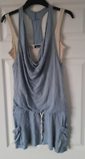BENCH kremowo-niebieska sukienka bez rękawów lagenlook rozmiar UK XS