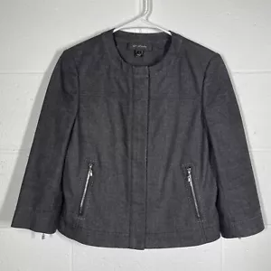 Chaqueta deportiva St John talla P negra de algodón con cremallera completa mangas 3/4 bolsillos - Imagen 1 de 11