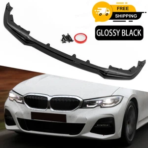 Black Front Lip Spoiler Splitters For BMW G20 330i M340i 330e 2019-2022 M Sport - Picture 1 of 14