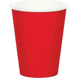 Red 9oz Paper Hot/Cold Cups 24 Per Pack Tableware Decorations Party Supplies - Picture 1 of 1