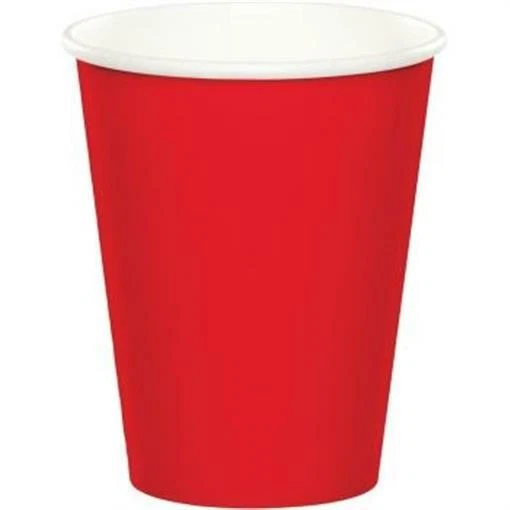 Red 9oz Paper Hot/Cold Cups 24 Per Pack Tableware Decorations Party Supplies - Image 1 of 1