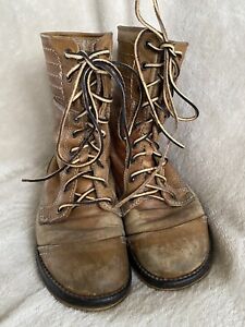 Bed Stu Roanne 6 distressed tan brown leather lace up lug boots combat Mexico