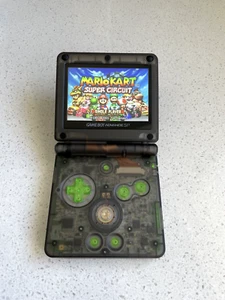 Nintendo Gameboy Advance SP GBA IPS V2 Backlit Lcd Console AGS 101 Clear Black - Foto 1 di 4