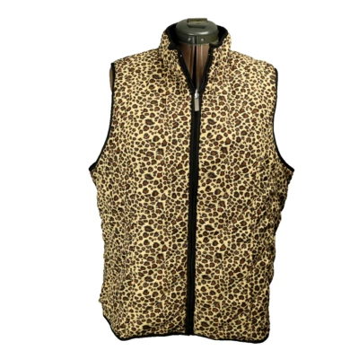 Chaleco acolchado reversible con estampado animal guepardo Westbound bolsillos negro y marrón XL Foto 1 de 4