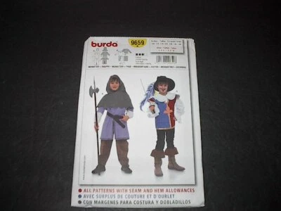 Burda Pattern 9659 Boys'  Page ~ Musketeer Costume  4, 5, 6, 7, 8, 9, 10  Uncut - Image 1 of 3