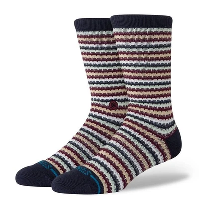 STANCE CHICLETS WAFFLE KNIT CREW SOCKS.STRIPED CUSHION PATTERN CALF UK 6-13 W25