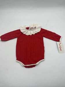 Baby Girls' Christmas Sweater Romper - Cat & Jack Red 0-3M - Picture 1 of 8
