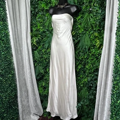 Showpo Dress Size 0 Cream Pearl  Formal Gown Satin Strapless Cowl Back Maxi 3260 - Image 1 of 4