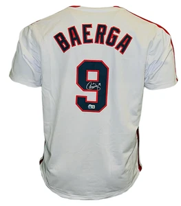 Carlos Baerga Signed Cleveland White Baseball Jersey Beckett - Picture 1 of 3