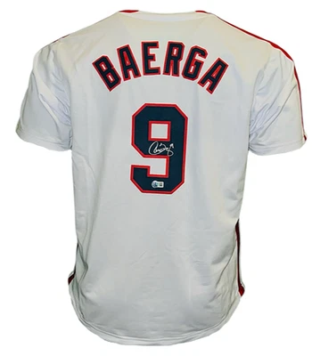 Carlos Baerga Signed Cleveland White Baseball Jersey Beckett - Image 1 of 3