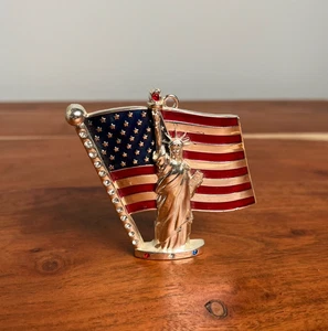 Vintage Swarovski Kristall amerikanische Flagge Ornament Lady Liberty Harvey Lewis - Bild 1 von 6